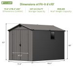 Patiowell 6x10 ft Plastic Shed with Window, Dark Gray - Image 3