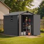 Patiowell 6x10 ft Plastic Shed with Window, Dark Gray - Image 2