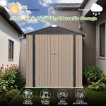 Patiowell 6x4 Metal Shed with Peak Roof (Brown) - Image 4