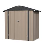 Patiowell 6x4 Metal Shed with Peak Roof (Brown) - Image 6
