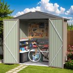 Patiowell 6x4 Metal Shed with Peak Roof (Brown) - Image 2