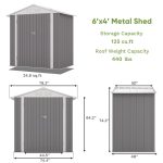 Patiowell 6x4 Metal Shed with Peak Roof (Gray) - Image 3