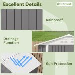 Patiowell 6x4 Metal Shed with Peak Roof (Gray) - Image 4