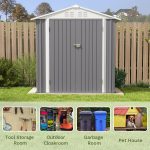 Patiowell 6x4 Metal Shed with Peak Roof (Gray) - Image 6