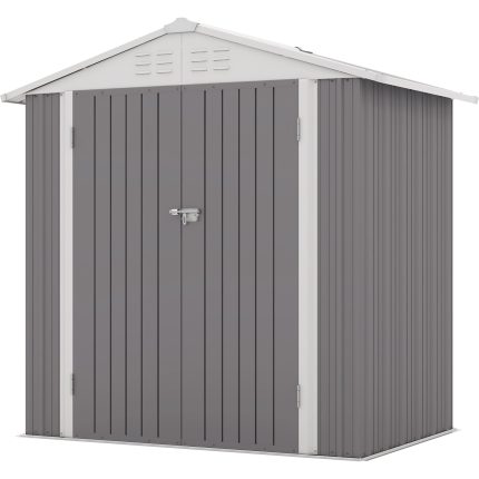 Patiowell 6x4 Metal Shed with Peak Roof (Gray)