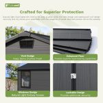 Patiowell 6x4 Plastic Shed with Window & Vent, Dark Gray - Image 4