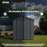 Patiowell 6x4 Plastic Shed with Window & Vent, Dark Gray - Image 7