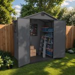 Patiowell 6x4 Plastic Shed with Window & Vent, Dark Gray - Image 2