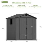 Patiowell 6x6 ft Plastic Shed with Vents and Window, Dark Gray - Image 3