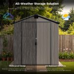 Patiowell 6x6 ft Plastic Shed with Vents and Window, Dark Gray - Image 7