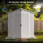 Patiowell 6x6 ft Plastic Shed with Vents and Window, Gray - Image 7