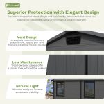 Patiowell 6x8 ft Plastic Storage Shed with Vents and Windows, Dark Gray - Image 5