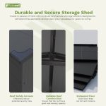 Patiowell 6x8 ft Plastic Storage Shed with Vents and Windows, Dark Gray - Image 6