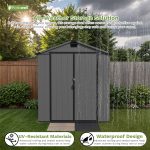 Patiowell 6x8 ft Plastic Storage Shed with Vents and Windows, Dark Gray - Image 7