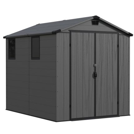 Patiowell 6x8 ft Plastic Storage Shed with Vents and Windows, Dark Gray