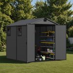 Patiowell 6x8 ft Plastic Storage Shed with Vents and Windows, Dark Gray - Image 2