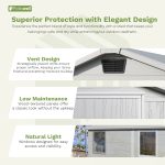 Patiowell 6x8 ft Plastic Storage Shed with Vents and Windows, Gray - Image 4
