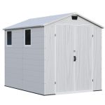 Patiowell 6x8 ft Plastic Storage Shed with Vents and Windows, Gray