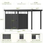 6x8 Metal Storage Shed with 7x8 Pergola Covered Porch - Image 4