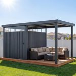 6x8 Metal Storage Shed with 7x8 Pergola Covered Porch - Image 2