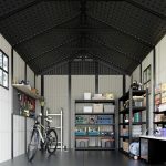 Kick-it 8x10 Plastic Storage Shed with Floor and Windows, Gray & Beige - Image 12