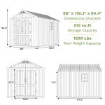 Kick-it 8x10 Plastic Storage Shed with Floor and Windows, Gray & Beige - Image 3