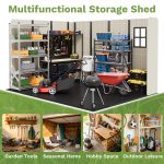 Kick-it 8x10 Plastic Storage Shed with Floor and Windows, Gray & Beige - Image 7