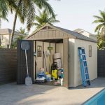 Kick-it 8x10 Plastic Storage Shed with Floor and Windows, Gray & Beige - Image 16