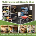 Kick-it 8x10 Plastic Storage Shed with Floor, Brown - Image 7