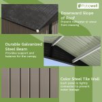Patiowell 8x6 Metal Shed with Peak Roof (Brown) - Image 5