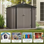 Patiowell 8x6 Metal Shed with Peak Roof (Brown) - Image 4
