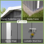 Patiowell 8x6 Metal Shed with Peak Roof (Gray) - Image 4