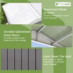 Patiowell 8x6 Metal Shed with Peak Roof (Gray) - Image 5