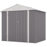 Patiowell 8x6 Metal Shed with Peak Roof (Gray)