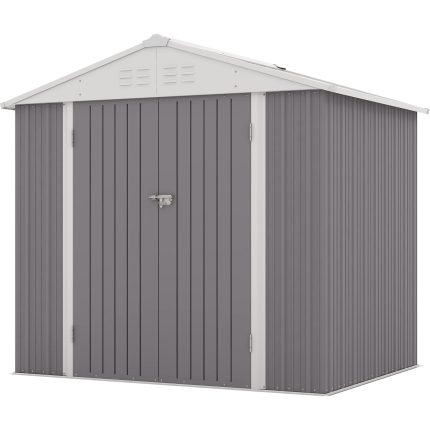 Patiowell 8x6 Metal Shed with Peak Roof (Gray)