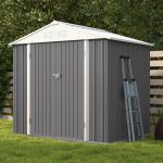 Patiowell 8x6 Metal Shed with Peak Roof (Gray) - Image 6