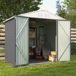 Patiowell 8x6 Metal Shed with Peak Roof (Gray) - Image 2