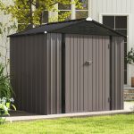 Patiowell 8x6 Metal Shed with Peak Roof (Brown) - Image 7