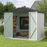 Patiowell 8x6 Metal Shed with Peak Roof (White) - Image 2