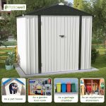 Patiowell 8x6 Metal Shed with Peak Roof (White) - Image 6