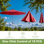 Red 9ft Motorized Patio Umbrella with Remote - Image 10