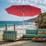 Red 9ft Patio Umbrella with Base - Image 2