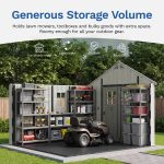 Patiowell 10x10ft Triple-Door Access Plastic Storage Shed with 3 Doors & Windows, Beige - Image 6