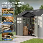 Patiowell 10x10ft Triple-Door Access Plastic Storage Shed with 3 Doors & Windows, Beige - Image 7