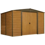 Arrow Woodridge 10 ft. x 8 ft. Metal Storage Shed with Woodgrain Finish