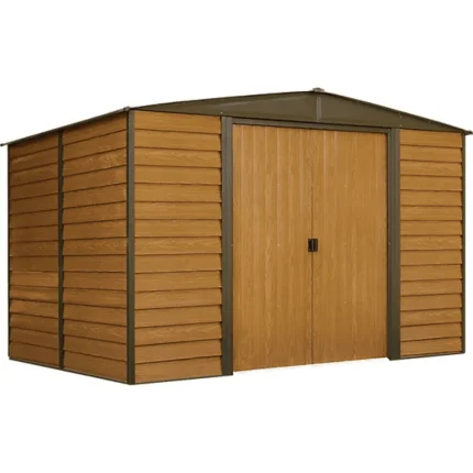 Arrow Woodridge 10 ft. x 8 ft. Metal Storage Shed with Woodgrain Finish