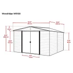 Arrow Woodridge 10 ft. x 8 ft. Metal Storage Shed with Woodgrain Finish - Image 3