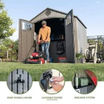 Lifetime 8 ft. x 7.5 ft. Rough Cut Outdoor Storage Shed, Light Brown - Image 2