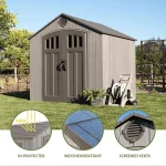Lifetime 8 ft. x 7.5 ft. Rough Cut Outdoor Storage Shed, Light Brown - Image 9