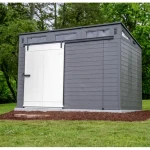 Suncast Modernist 10 ft. x 7 ft. Barn Door Resin Storage Shed - Image 3